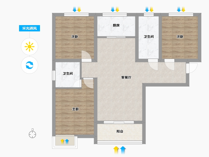 河北省-衡水市-尚臻圆-92.85-户型库-采光通风