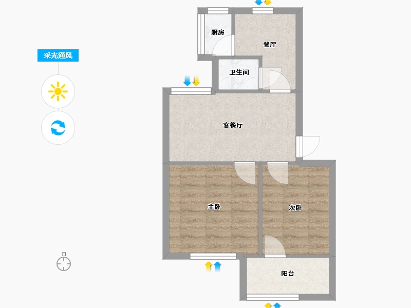 江苏省-常州市-兰翔新村-50.90-户型库-采光通风