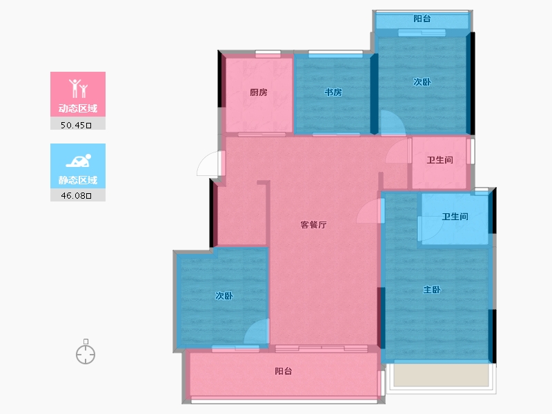 浙江省-杭州市-建发鹭云熙府-89.84-户型库-动静分区