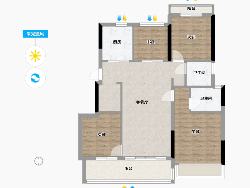 浙江省-杭州市-建发鹭云熙府-89.84-户型库-采光通风