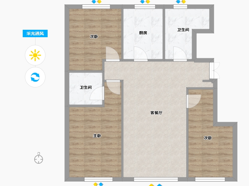 北京-北京市-山水首府-84.00-户型库-采光通风