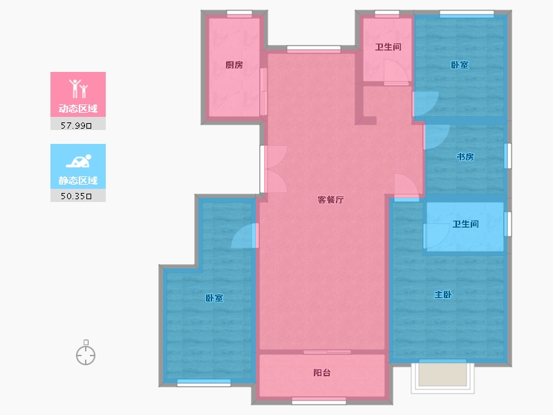 新疆维吾尔自治区-伊犁哈萨克自治州-江南里二期-110.00-户型库-动静分区