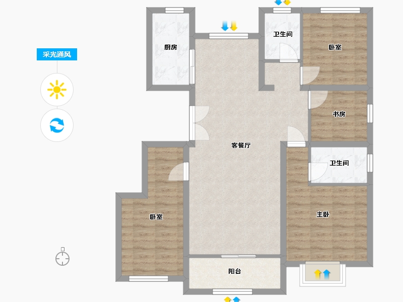 新疆维吾尔自治区-伊犁哈萨克自治州-江南里二期-110.00-户型库-采光通风