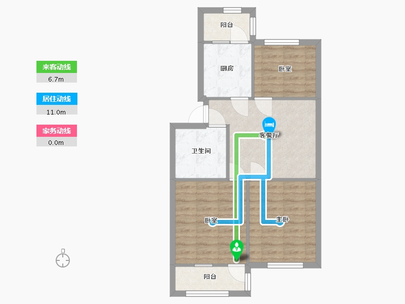 青海省-西宁市-朝阳新村小区-61.60-户型库-动静线