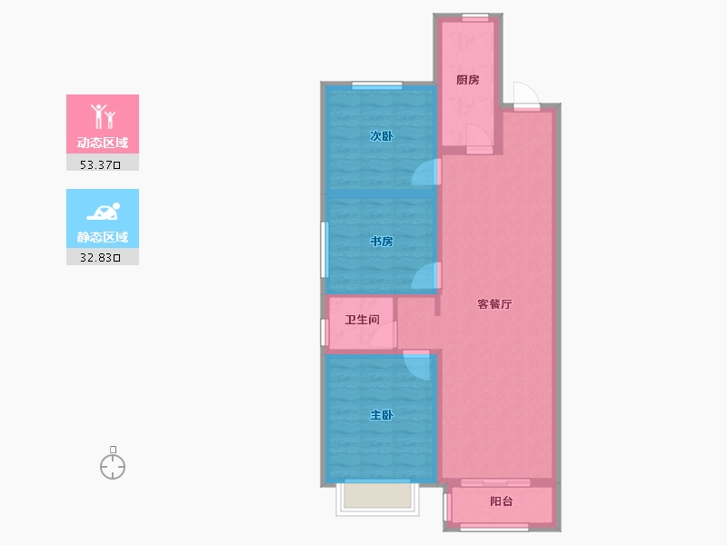 天津-天津市-澜湖湾-86.63-户型库-动静分区