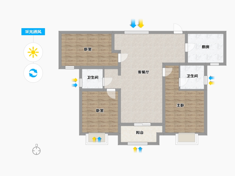 河南省-商丘市-建业幸福里-102.40-户型库-采光通风