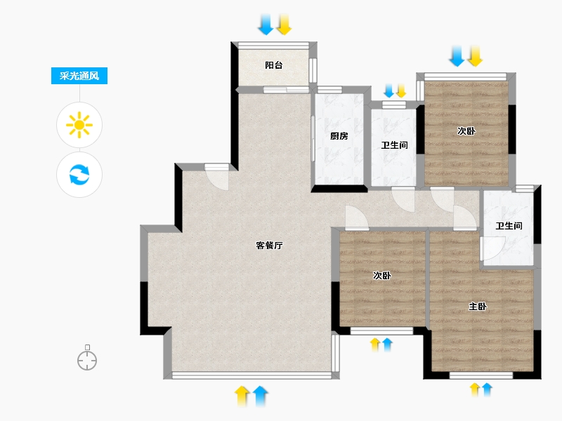 四川省-成都市-静安府-110.37-户型库-采光通风