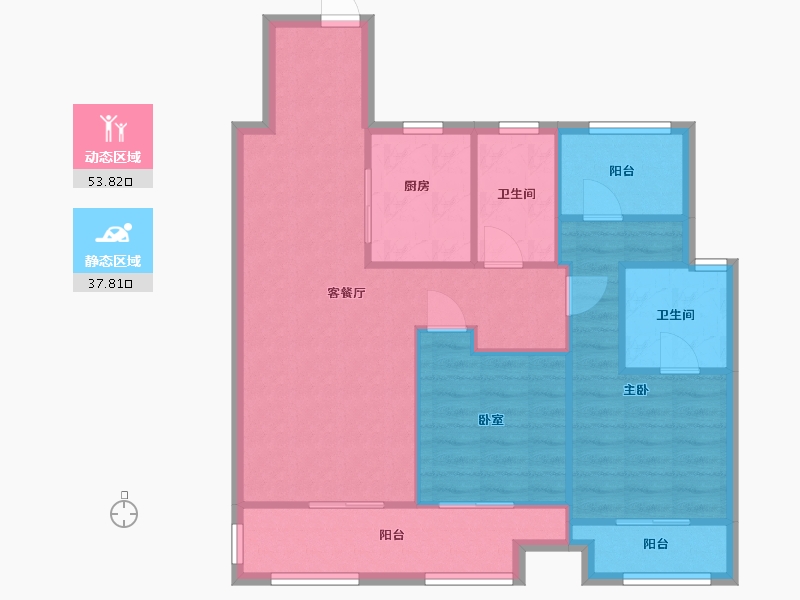 江苏省-苏州市-朝阳河花苑-84.94-户型库-动静分区