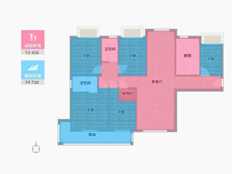 湖北省-武汉市-新新人家-127.20-户型库-动静分区