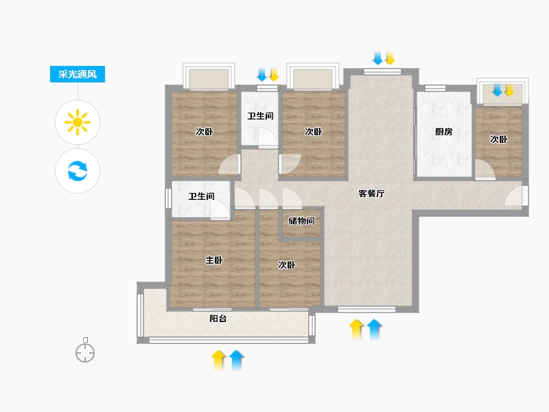 湖北省-武汉市-新新人家-127.20-户型库-采光通风