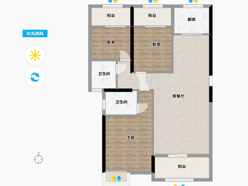 福建省-莆田市-皇庭水岸二期-102.70-户型库-采光通风