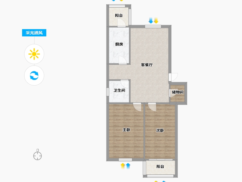 天津-天津市-广建里小区-西区-72.00-户型库-采光通风