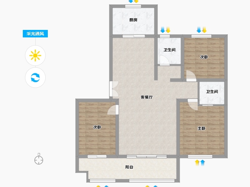 山东省-临沂市-房源南湖尚城-107.20-户型库-采光通风