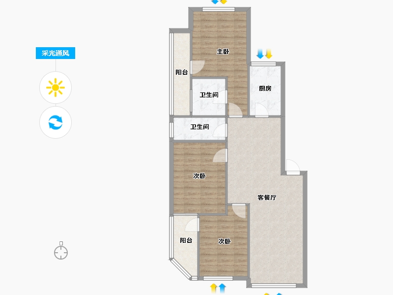 广东省-湛江市-金碧花园-83.49-户型库-采光通风