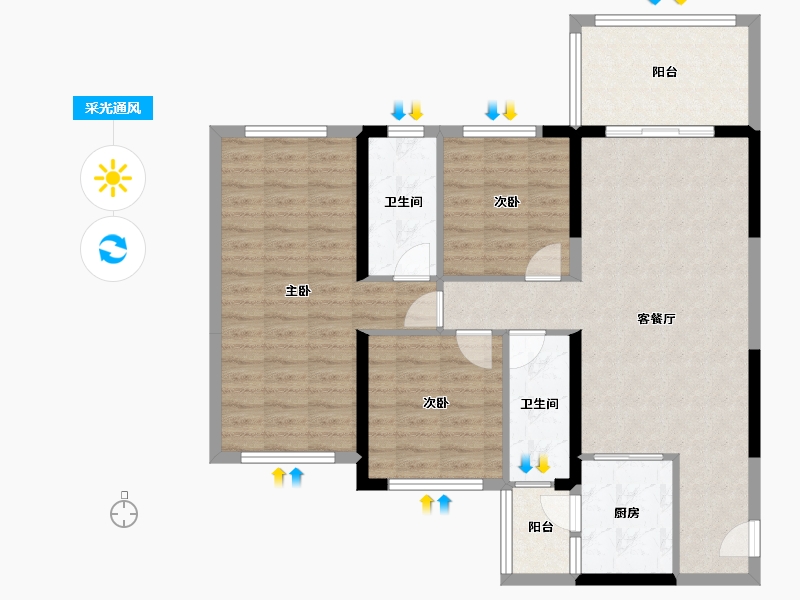 广东省-湛江市-华和南国茗苑-100.00-户型库-采光通风