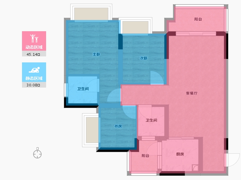 重庆-重庆市-海成天生别院-71.00-户型库-动静分区