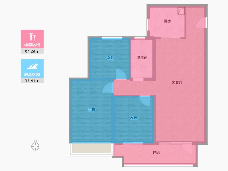 山东省-潍坊市-桃源金茂悦-85.60-户型库-动静分区