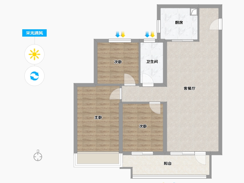 山东省-潍坊市-桃源金茂悦-85.60-户型库-采光通风