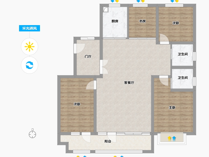 山东省-滨州市-恒信大都会-113.60-户型库-采光通风