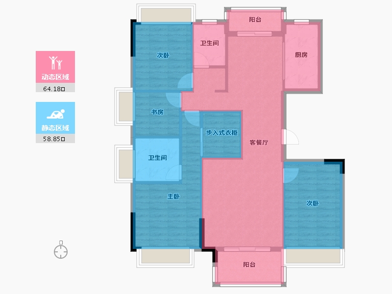 湖北省-武汉市-天汇龙城龙华苑-119.16-户型库-动静分区