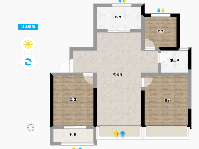 山东省-济南市-中海寰宇时代-76.00-户型库-采光通风