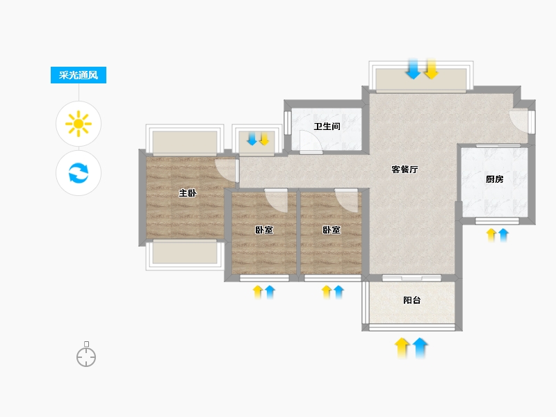 广东省-深圳市-蔚蓝左岸花园-61.23-户型库-采光通风