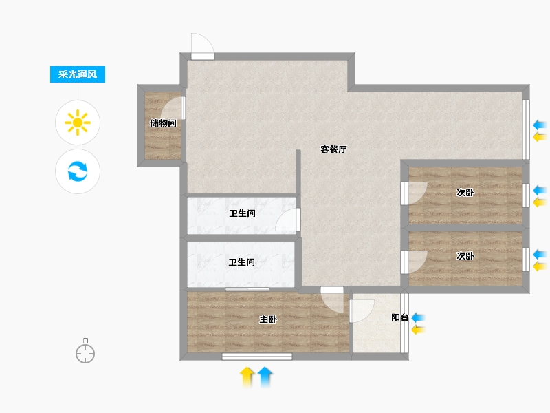 广东省-深圳市-华丽花园-96.55-户型库-采光通风