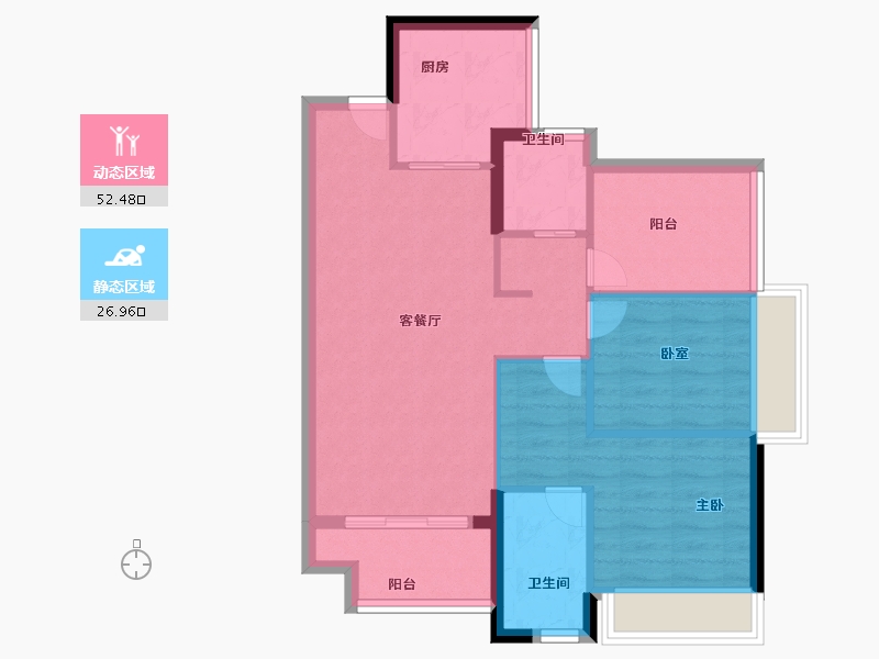 广东省-佛山市-万科金域水岸-71.20-户型库-动静分区