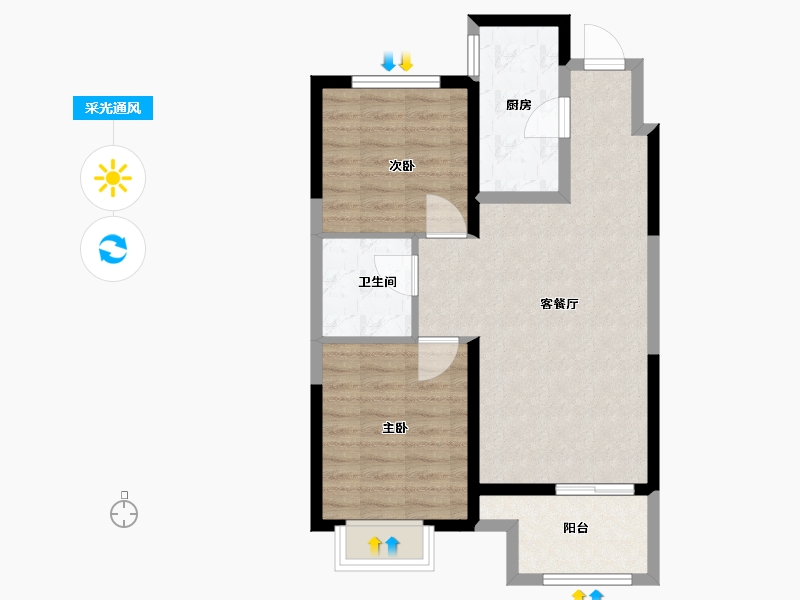 天津-天津市-新城·悦隽公馆-67.00-户型库-采光通风