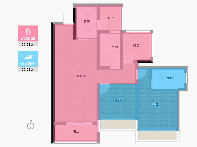 广东省-惠州市-金裕星河丹堤-70.99-户型库-动静分区