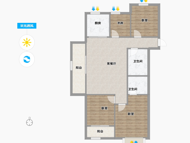 浙江省-绍兴市-金辉辉逸云庭-96.78-户型库-采光通风