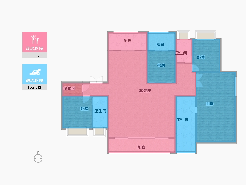 江苏省-南京市-秦淮金茂府-195.87-户型库-动静分区