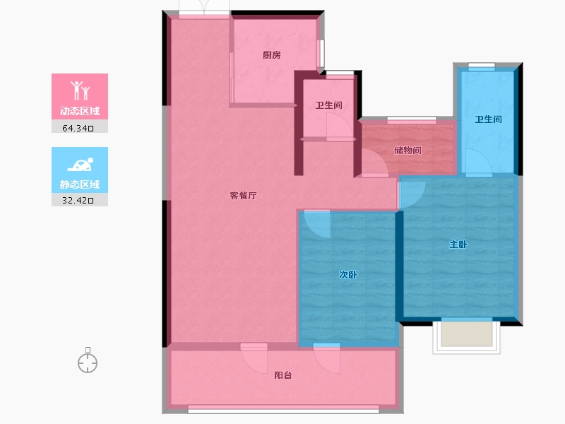 宁夏回族自治区-银川市-中国铁建润发兰庭云宸-86.56-户型库-动静分区