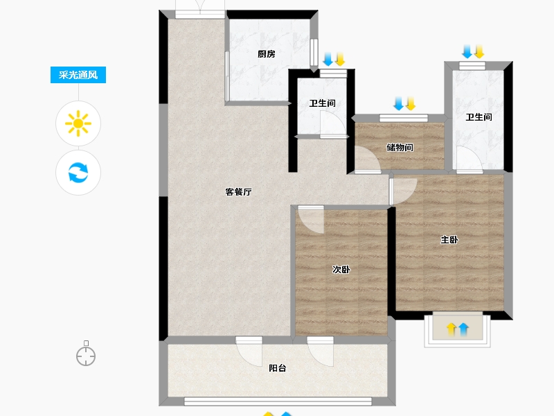 宁夏回族自治区-银川市-中国铁建润发兰庭云宸-86.56-户型库-采光通风