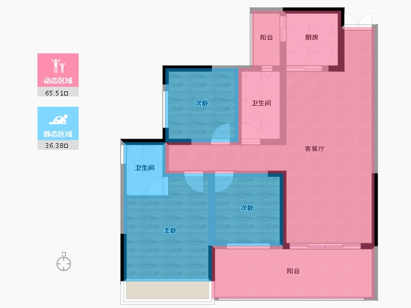 贵州省-黔东南苗族侗族自治州-中程·书香里-90.32-户型库-动静分区