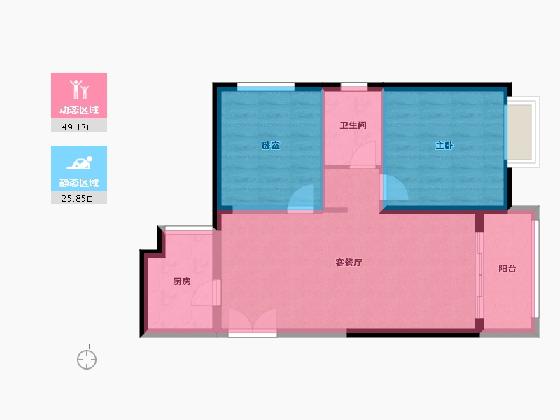 河南省-郑州市-绿都澜湾新苑-67.65-户型库-动静分区