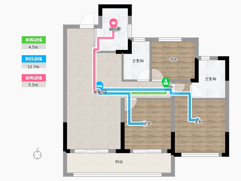 浙江省-杭州市-华景川云萃天和城-84.81-户型库-动静线