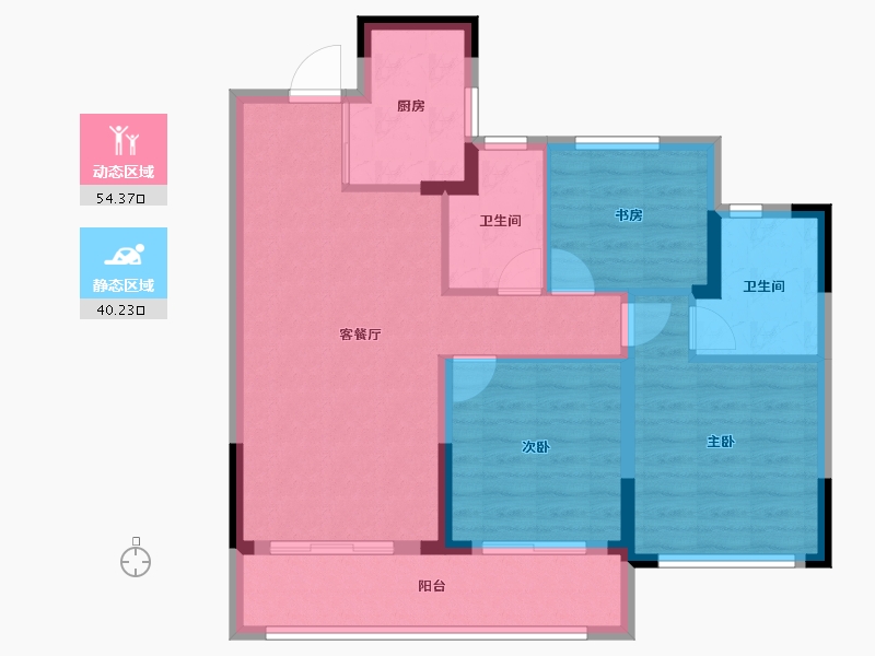 浙江省-杭州市-华景川云萃天和城-84.81-户型库-动静分区