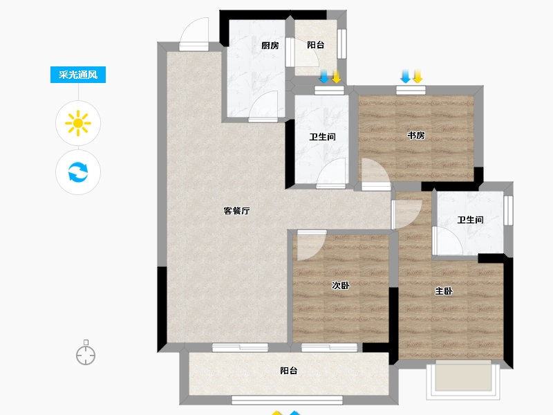 广西壮族自治区-南宁市-保利锦上-70.43-户型库-采光通风