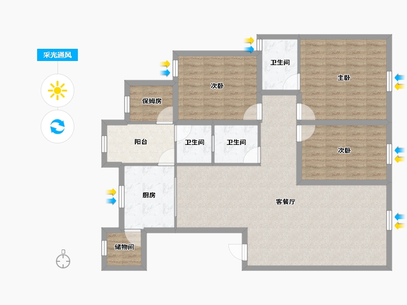 广东省-深圳市-金泰名苑-113.34-户型库-采光通风