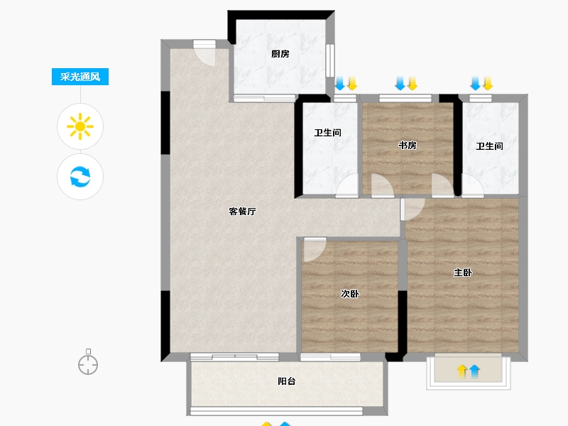 湖北省-武汉市-新城桃李郡-89.00-户型库-采光通风