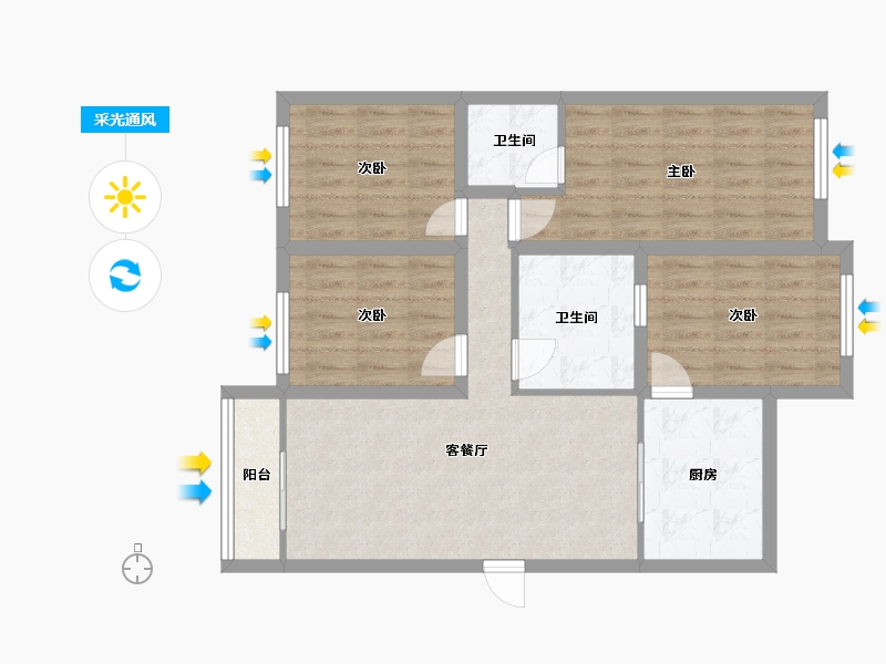 广东省-深圳市-鹏兴花园(五期)-81.88-户型库-采光通风