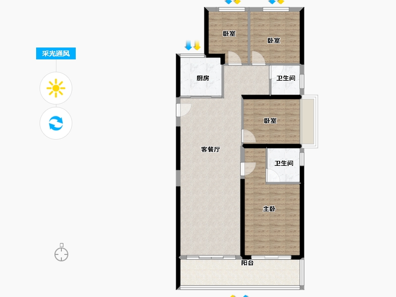 河南省-郑州市-美盛·中环壹号-113.60-户型库-采光通风