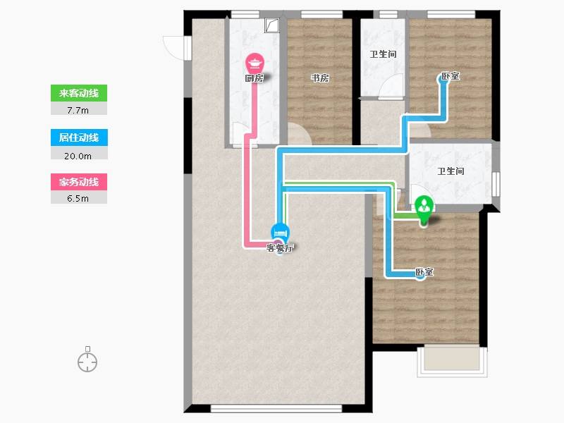 陕西省-西安市-曲江荣华·学府中城-104.80-户型库-动静线