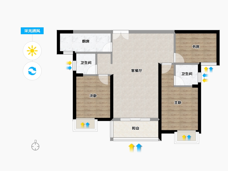 湖北省-宜昌市-CBD三期中央御府-78.22-户型库-采光通风