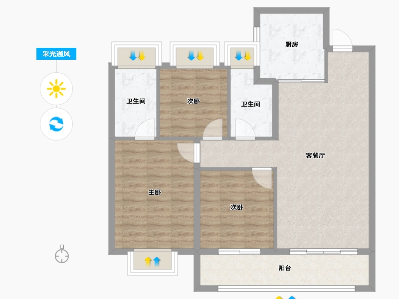 江苏省-南京市-天悦风华-85.00-户型库-采光通风