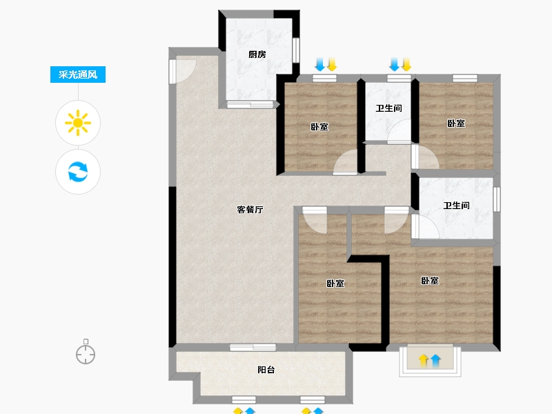 四川省-成都市-海伦堡玖悦府-94.20-户型库-采光通风