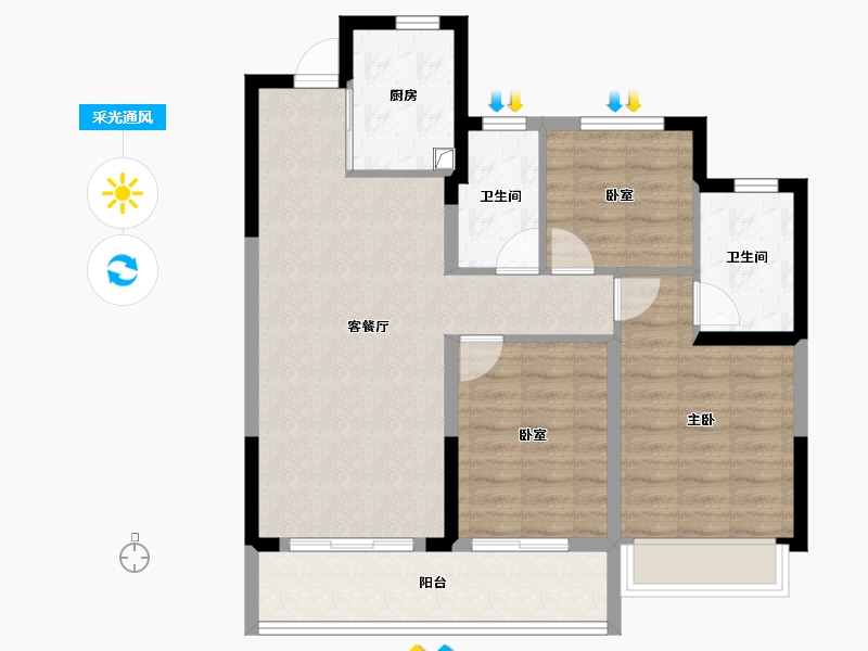 浙江省-温州市-新城旭辉未来海岸-82.40-户型库-采光通风