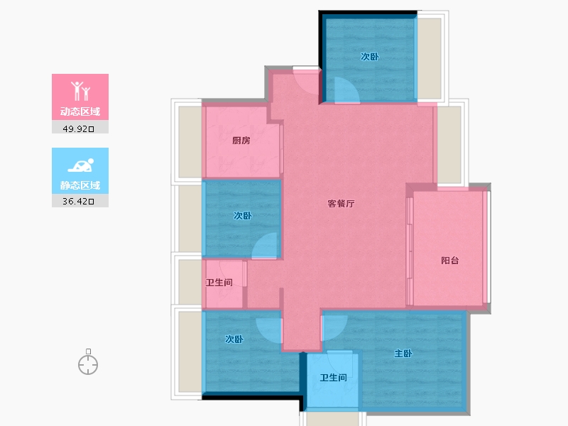 海南省-海口市-鸿荣源尚云-77.99-户型库-动静分区