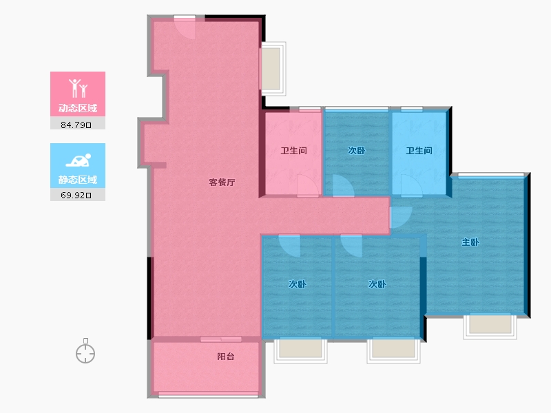 广东省-东莞市-万科中天·世纪水岸-142.00-户型库-动静分区